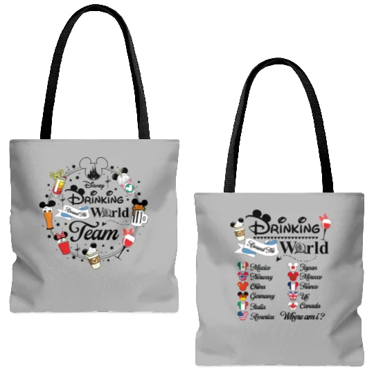 Drinking Around The World Tote Bags (AOP), Disney Drinking Group Tote Bags (AOP)