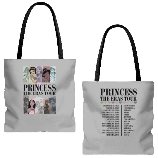 Princess Eras Tour Tote Bags (AOP), Disney Princess Tote Bags (AOP), Disney Princess Characters Tote Bags (AOP), Disney Girl Trip Tote Bags (AOP), Disney World Tote Bags (AOP), Disney Tote Bags (AOP)