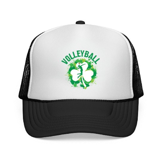 Volleyball Shamrock Irish Sports St Pattys Day Trucker Caps