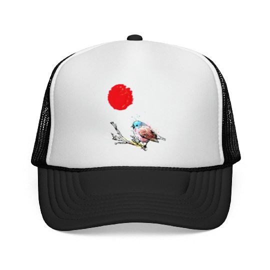 Murakami Birds Red Moon Japenese Trucker Caps