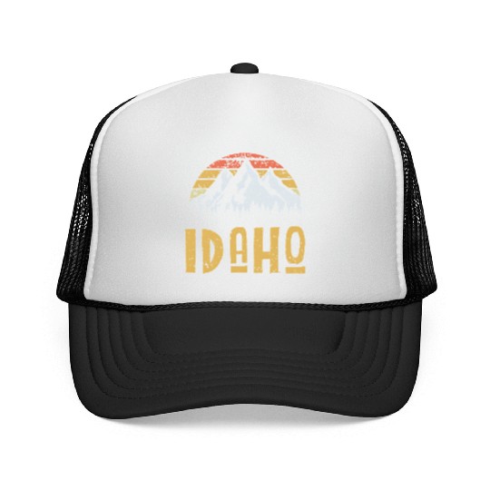 Vintage Retro Id Idaho Us Mountain State Trucker Caps