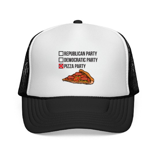 Republican Party vs Democratic Party vs Pizza Part Trucker Caps