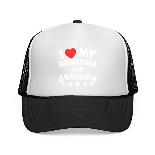 I Heart My Grandma And Grandpa Trucker Caps