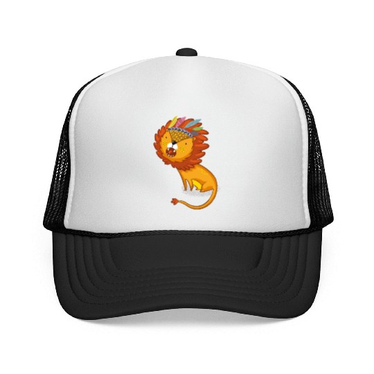 Lion with feather crown Trucker Caps