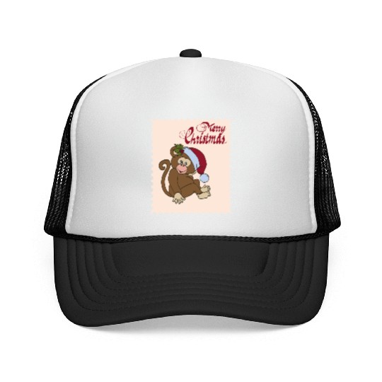Christmas monkey Trucker Caps