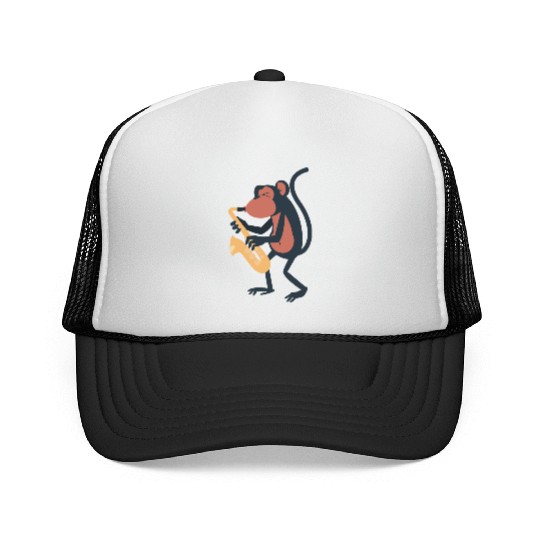saxophone monkey Trucker Caps