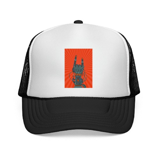 hard rock horns robot Trucker Caps