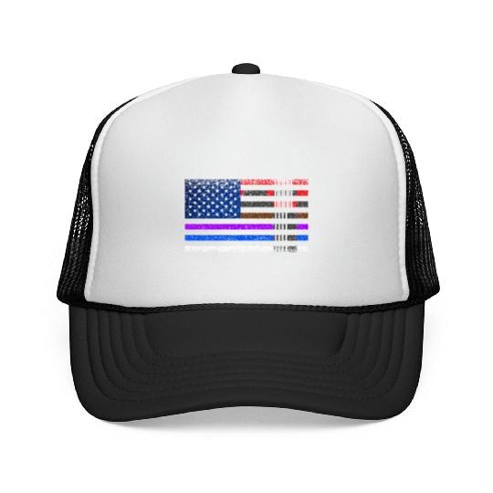 BJJ Brazilian Jiu-jitsu American flag by BJJ belt Trucker Caps
