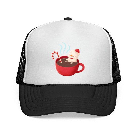 Cute Snowman in Hot Cocoa Trucker Caps