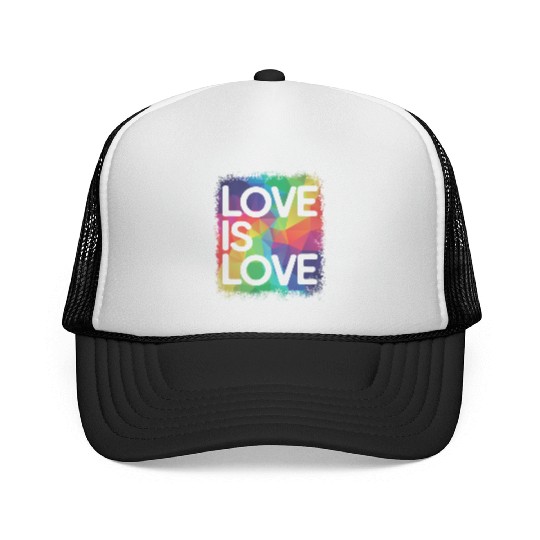 Love is Love Geometric LGBT Gay Pride Trucker Caps