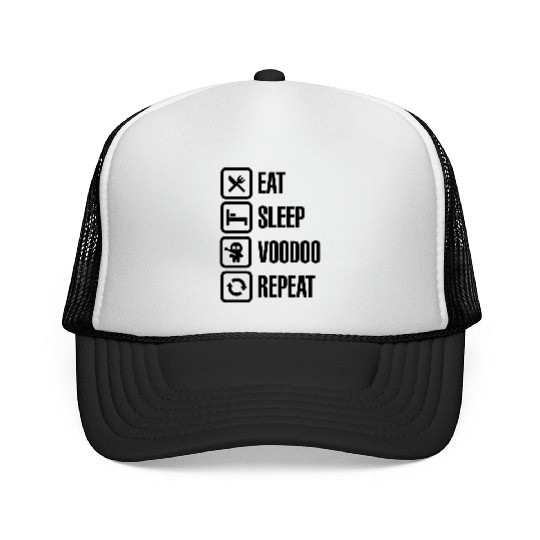 Eat sleep voodoo repeat black magic voodoo doll Trucker Caps