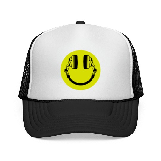 Headphone Smiley Acid House Cans MUSIC RAVE WEED D Trucker Caps