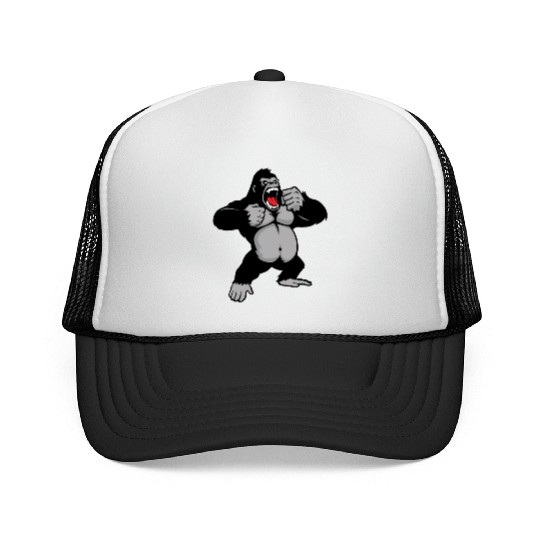 Gorilla Standing, Gorilla Face, Monkey, Ape, Trucker Caps
