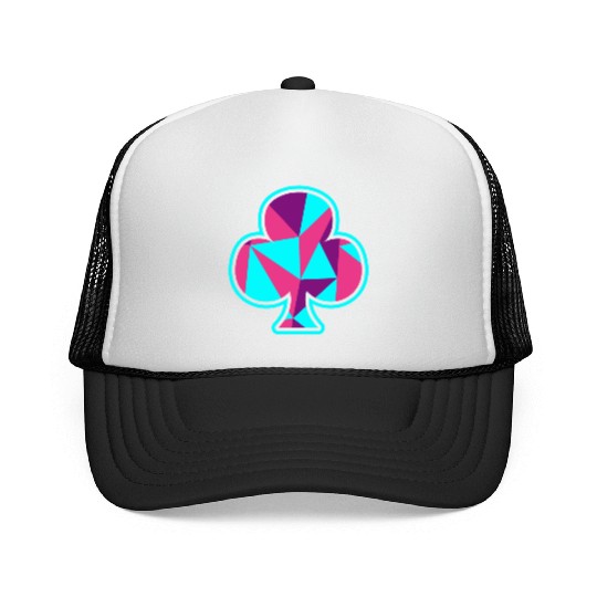 Playing card clover gift game player poker neon Trucker Caps