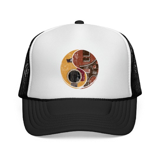 Guitar Ying Yang Music Guitar Player Gift Trucker Caps