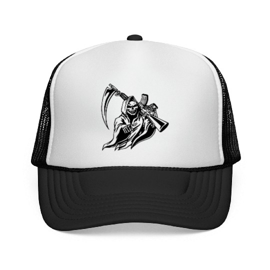 Grim Reaper With Rifle ©WhiteTigerLLC.com Trucker Caps