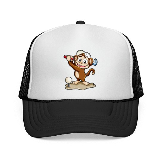 Monkey Playing Golf Minigolf par stroke Trucker Caps hole
