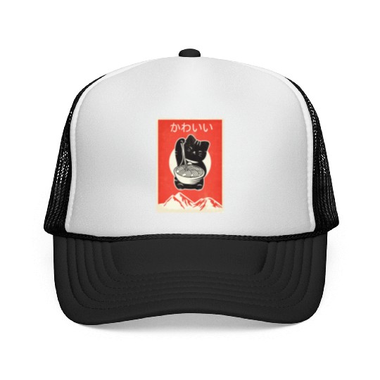 Vintage Kawaii Cat Anime graphic Gift Retro Trucker Caps