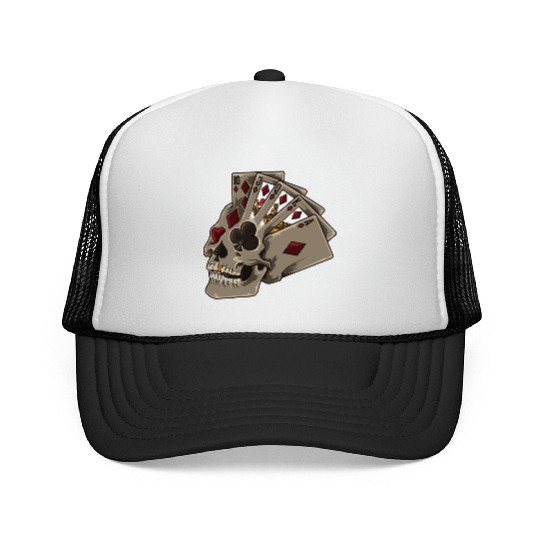 Poker Skull | Card Dealer Gambler Luck Jackpot Trucker Caps