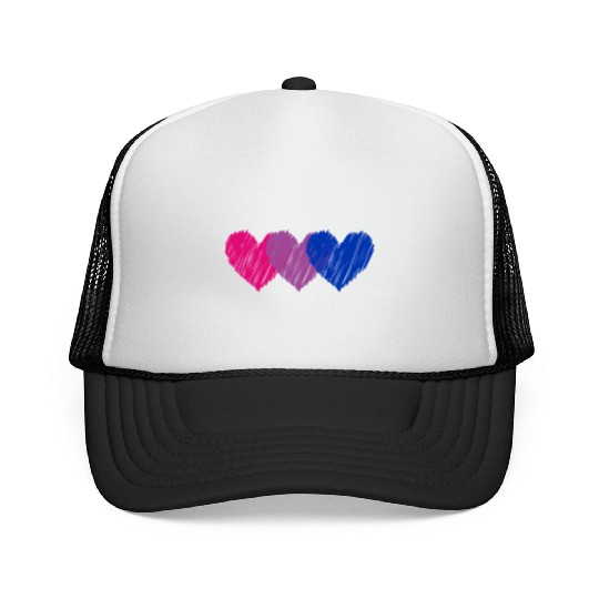 Bisexual Flag Hearts Love Trucker Caps LGBT Bi Pride