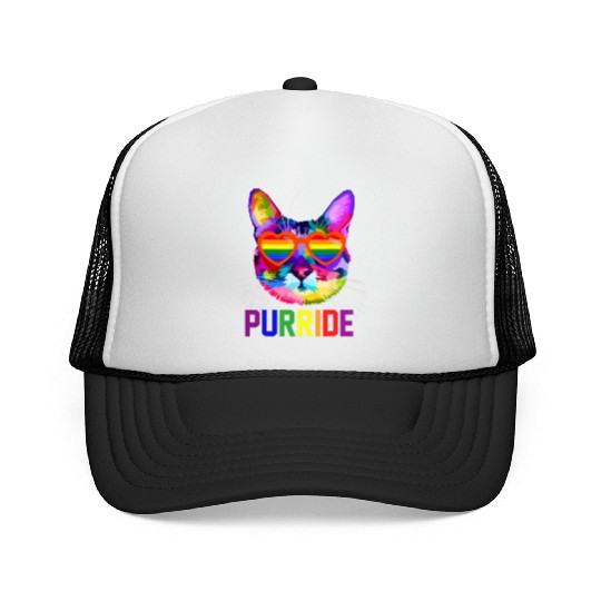 Gay Pride Trucker Caps for Women Men LGBT Cat Gift