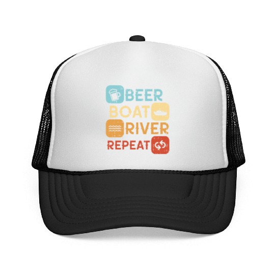 Beer Boat River Repeat Trucker Caps