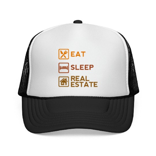 Cool Eat Sleep Real Estate Life Business House Trucker Caps