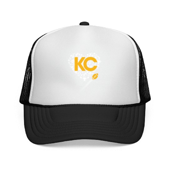 I Love Kansas City Football Trucker Caps Heart KC