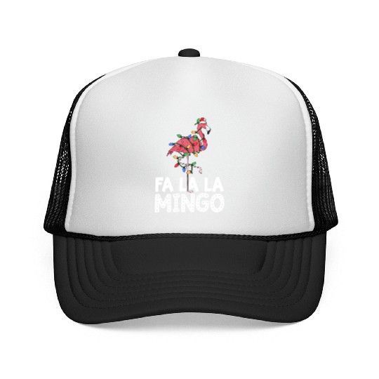 Fa La La Mingo Flamingo Christmas Tree Lights Trucker Caps