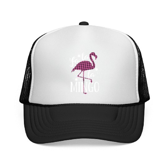Fa La La Mingo Flamingo Christmas Trucker Caps Pink