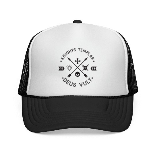 Knights Templar Deus Vult Cross and Skull Medieval Trucker Caps