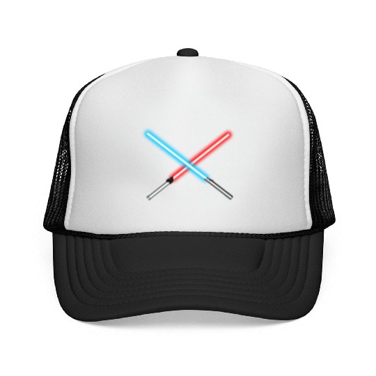 Red and Blue Dueling Crossed Lightsabers Trucker Caps
