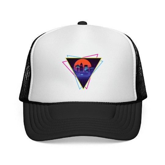 future city synthwave Trucker Caps