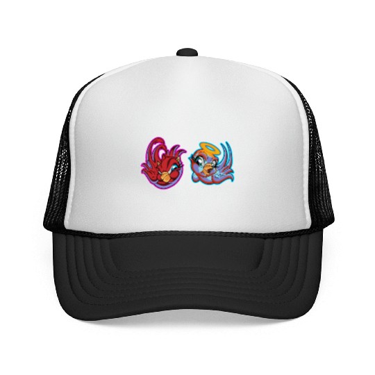 bird heaven angel vs. bird hell devil Trucker Caps