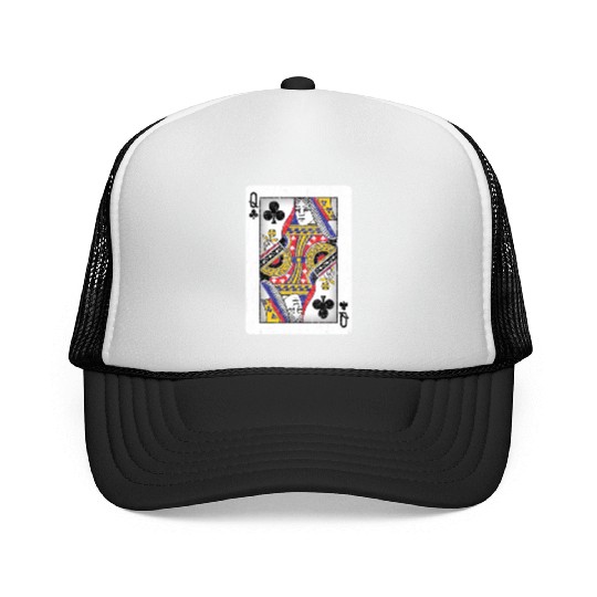 queen of clubs playing card Trucker Caps