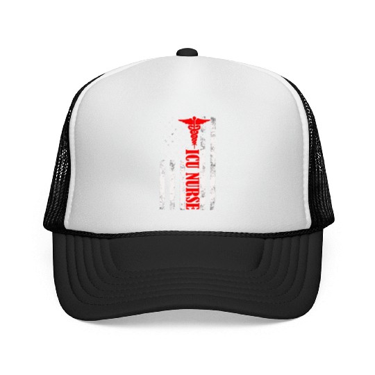 ICU Nurse Gift Registered Nurse Nursing July 4th Trucker Caps