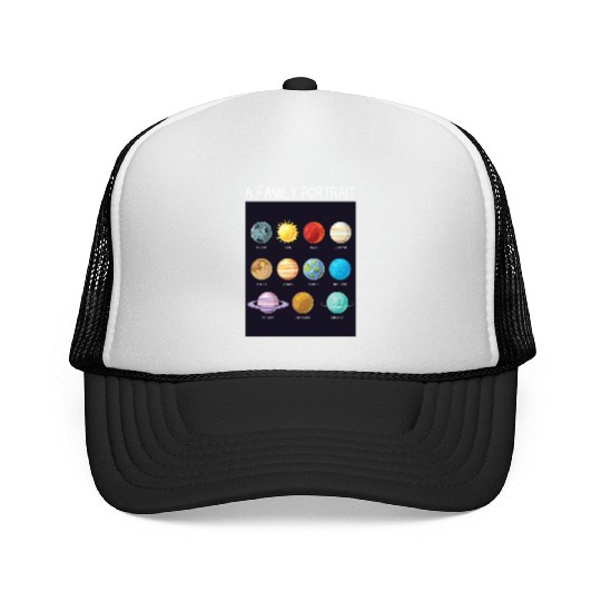 Outer Space Nerd Solar System Planets Sun Moon Trucker Caps