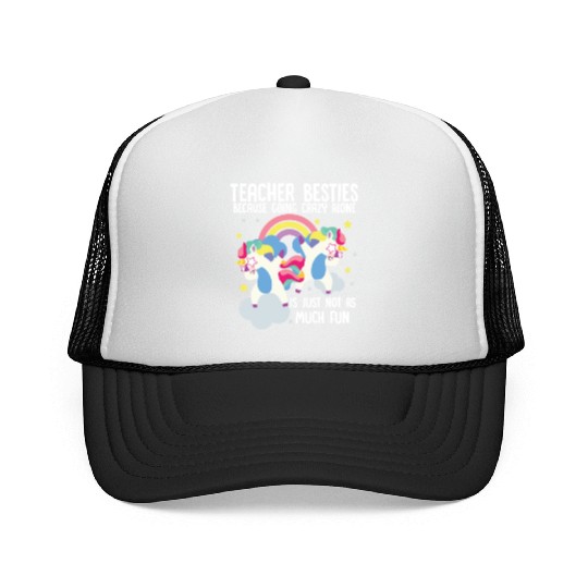 Funny Teacher Besties Goin Crazy Preschool Teacher Trucker Caps