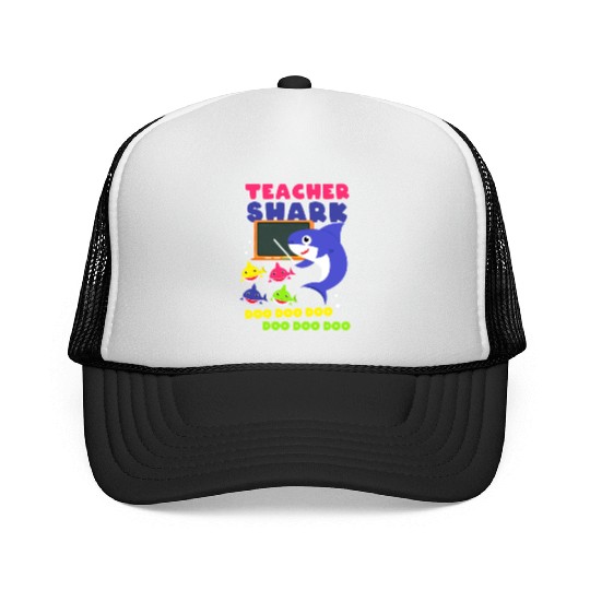 Funny Teacher Shark Preschool Teacher Trucker Caps