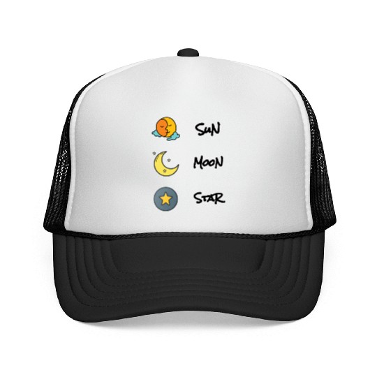 sun moon and star Trucker Caps