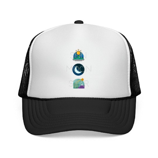 sun moon and star Trucker Caps