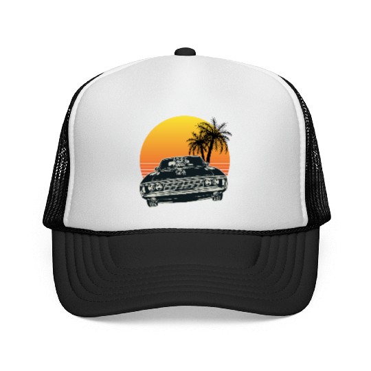 Muscle Car Sunset Trucker Caps