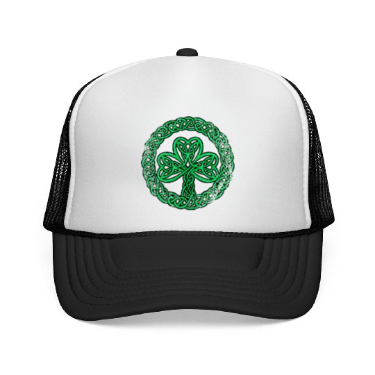 Irish Celtic Knot Shamrock Distressed Clover Trucker Caps