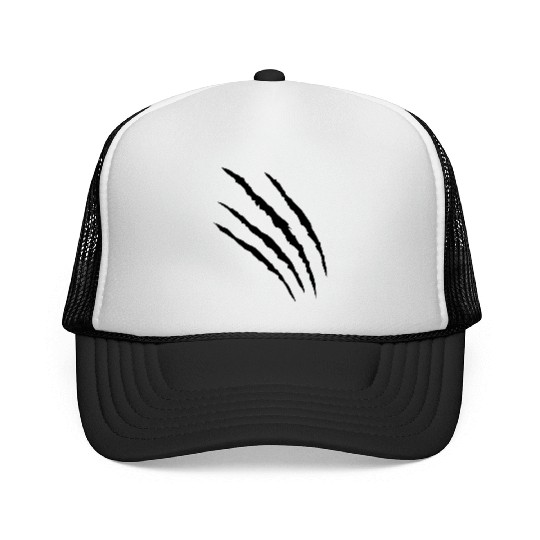 claw slash pawls torn tiger tracks Trucker Caps