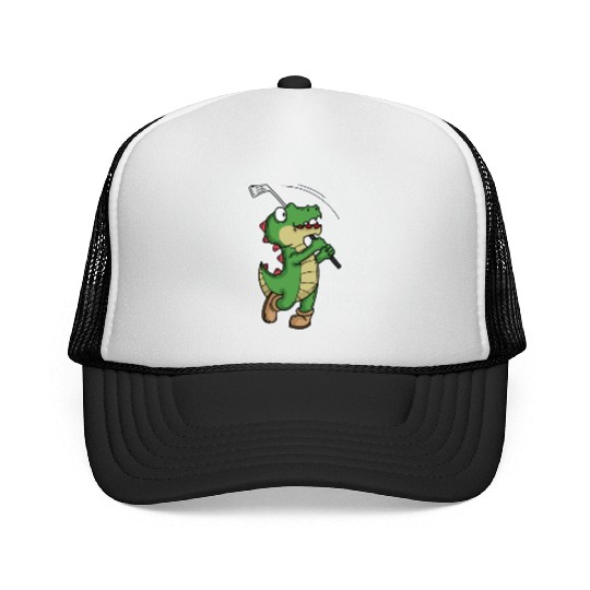Tyrannosaurus-Rex Crocodile plays Golf Trucker Caps