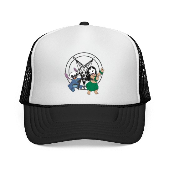 Black Metal Lilo and Stitch Trucker Caps