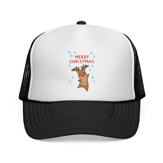 Merry Christmas Rudolph Red Nose Reindeer Snow Trucker Caps