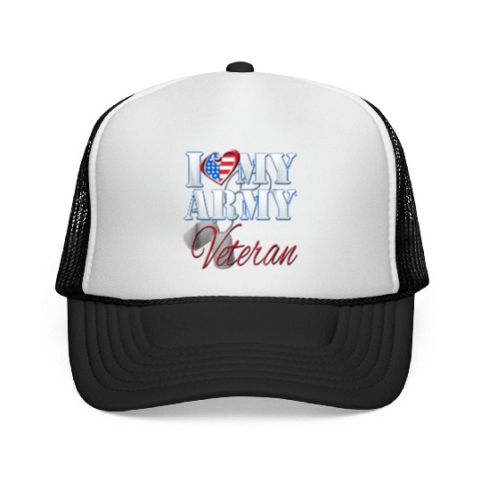 I Love My Army Veteran Patriotic Men Women Trucker Caps