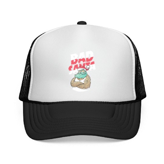 Bad Santa Claus Christmas Tattoo Trucker Caps