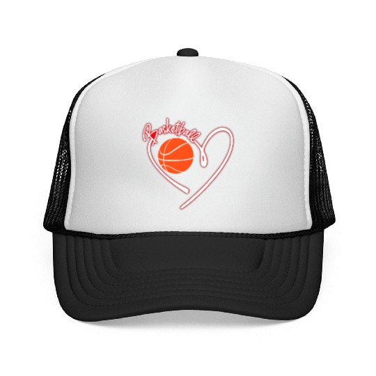I Love Basketball Girl Basketball Player Heart Trucker Caps